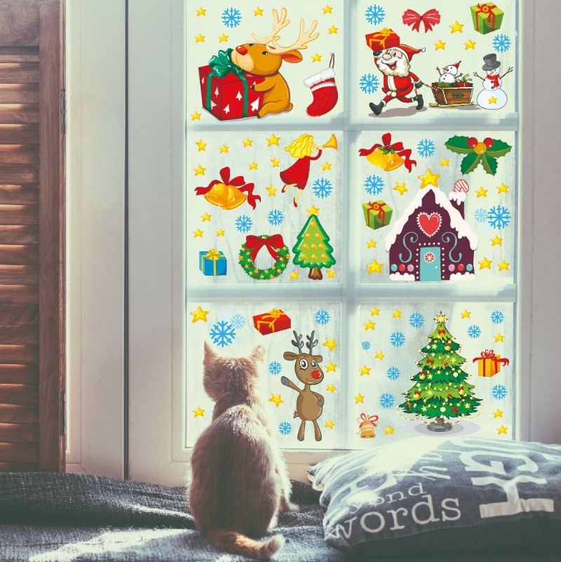 Snowflake Window Decal - 4 шт., ПВХ, Рождественские снежинки, наклейки