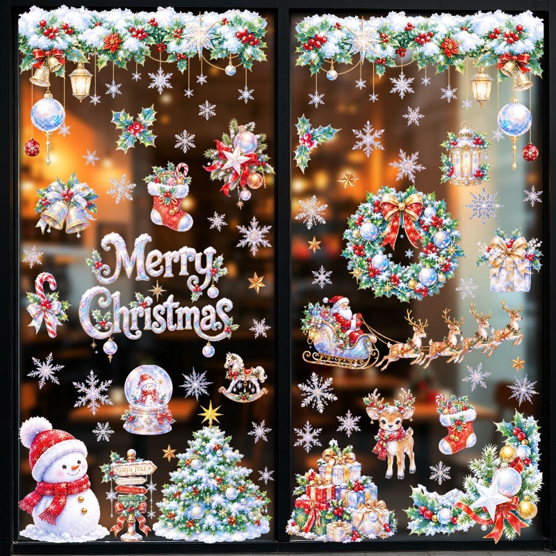 9 листов рождественских статич – обзор и цена Snowflake Window Decal